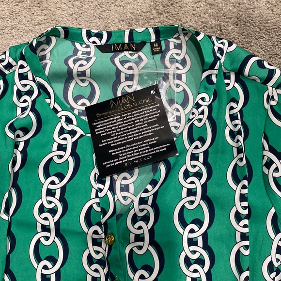 IMAN green chain printed long sleeve top - Picture 4 of 5